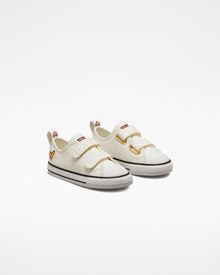 Girls' Converse Chuck Taylor All Star Easy-On Hearts Low Top Shoes White / Dark Red | AU 4E0C1G